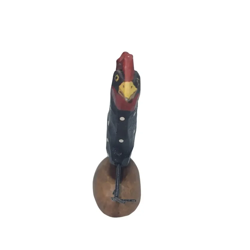 VINTAGE HANDCRAFTED FOLK ART WOODEN RUNNING CHICKEN DECOR - Picture 2 of 7